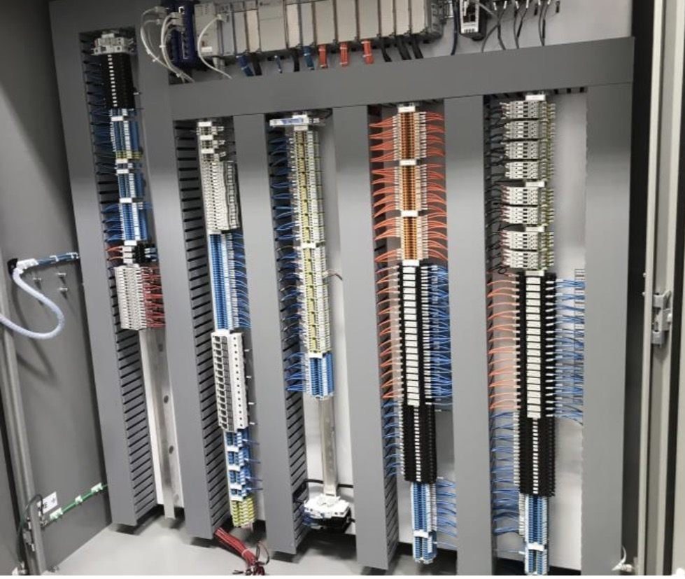 Large industrial control cabinet wiring